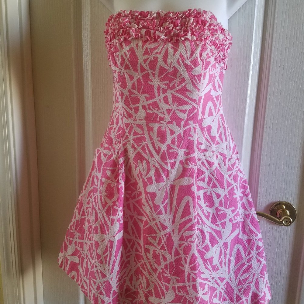 Lilly Pulitzer Pink Strapless Seersucker Dress 2